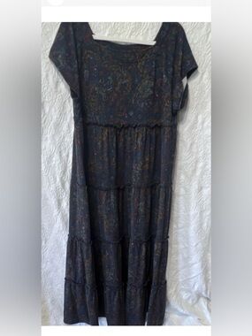 NATURAL LIFE navy Paisley Tiered Maxi Dress